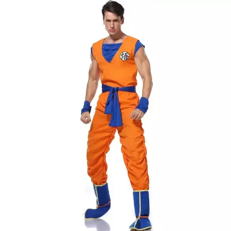 Halloween anime japonês adulto ternos laranja son goku cosplay traje anime masculino super-heróis macacão role play cosplay anime