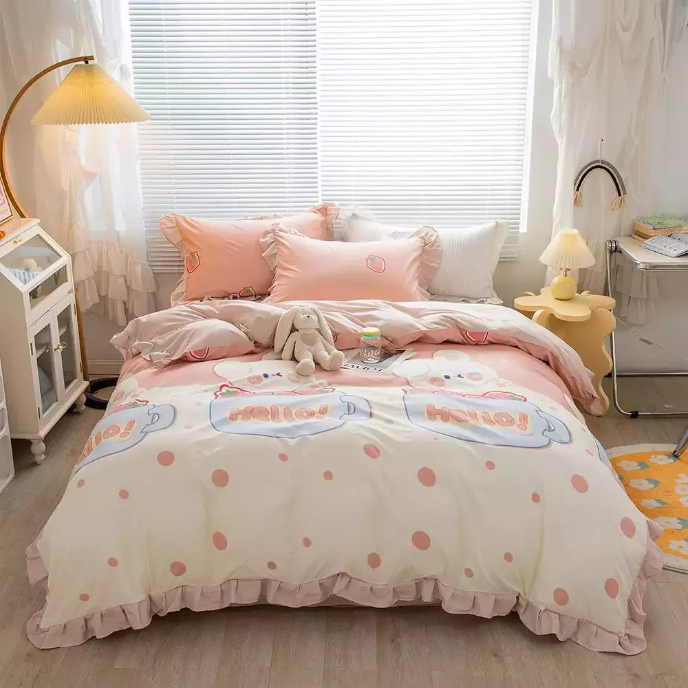 Yanyangtian rendas 4-piece conjunto de cama folha colcha capa fronha linho para a família crianças quarto sala estar conjunto 4 pçs