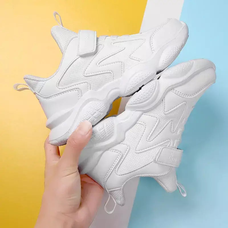 Branco crianças sapatos para meninos e meninas moda crianças confortáveis tênis respiráveis antiderrapante escola casual calçado de caminhada