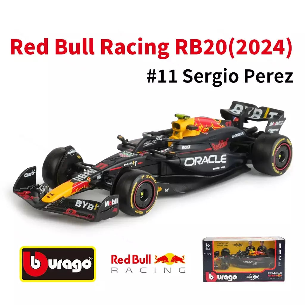 Bburago 1:43 Redbull 2024 RB20 # 1 # 11 F1 Racing Formula Car Simulação Estática Diecast Alloy Model Car