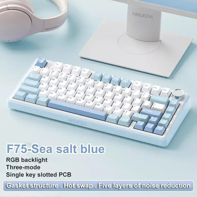 AULA F75 2.4G Teclado mecânico para jogos sem fio/Bluetooth/com fio RGB personalizado 75% layout OEM estrutura de junta de perfil