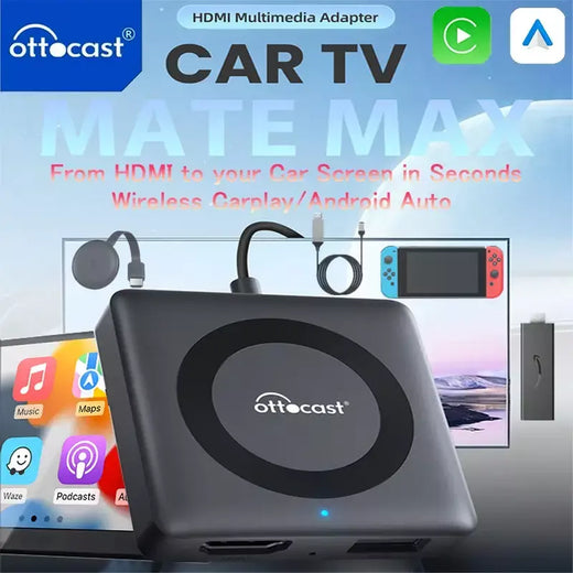 Otocast carro tv mate com fio para adaptador carplay sem fio android auto hdmi multimídia conversor de vídeo para tv varas caixa de jogo telefone