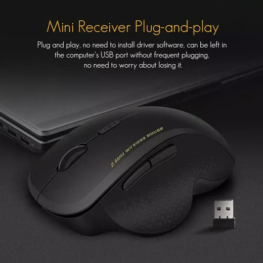 Mouse para jogos sem fio 2.4G Mouse ergonômico sem fio com receptor USB Mouse de computador com 6 botões para computador laptop