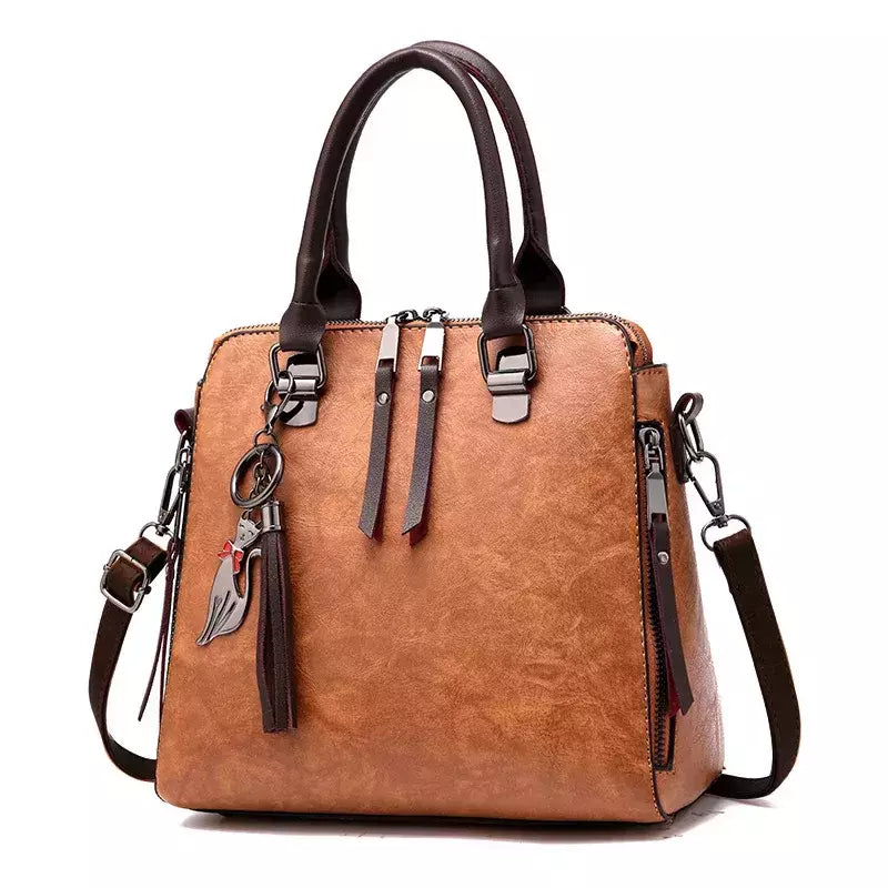 Bolsa de Ombro de Couro Retro para Mulheres, Bolsa Crossbody Messenger, Grande Capacidade, Bolsa Feminina, Designer de Luxo, Alta Qualidade