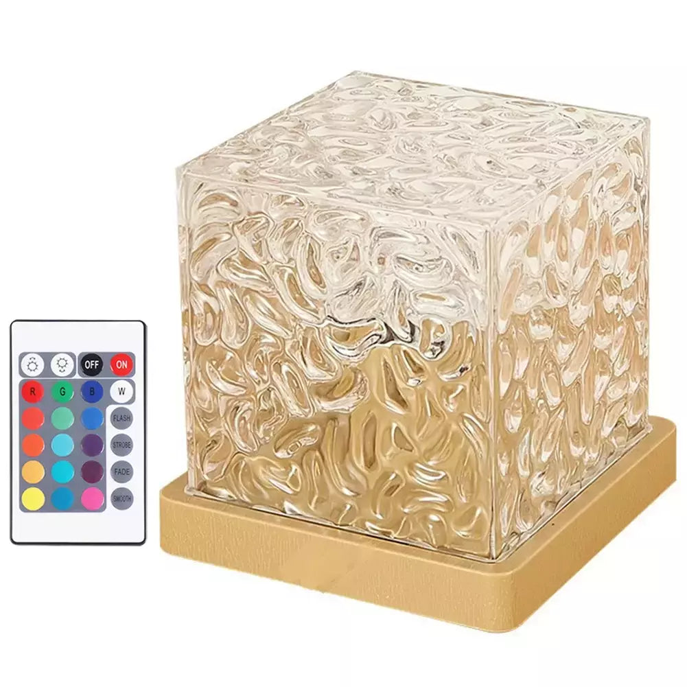 Projetor de ondulação de água rotativo dinâmico, luz noturna, 16 cores, lâmpada de cristal de chama para sala de estar, estudo, quarto, rotação dinâmica