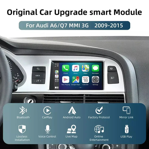 Anyfar carplay sem fio para audi a6 q7 2009-2015 mmi 3g android auto espelho link airplay câmera reversa acessórios multimídia