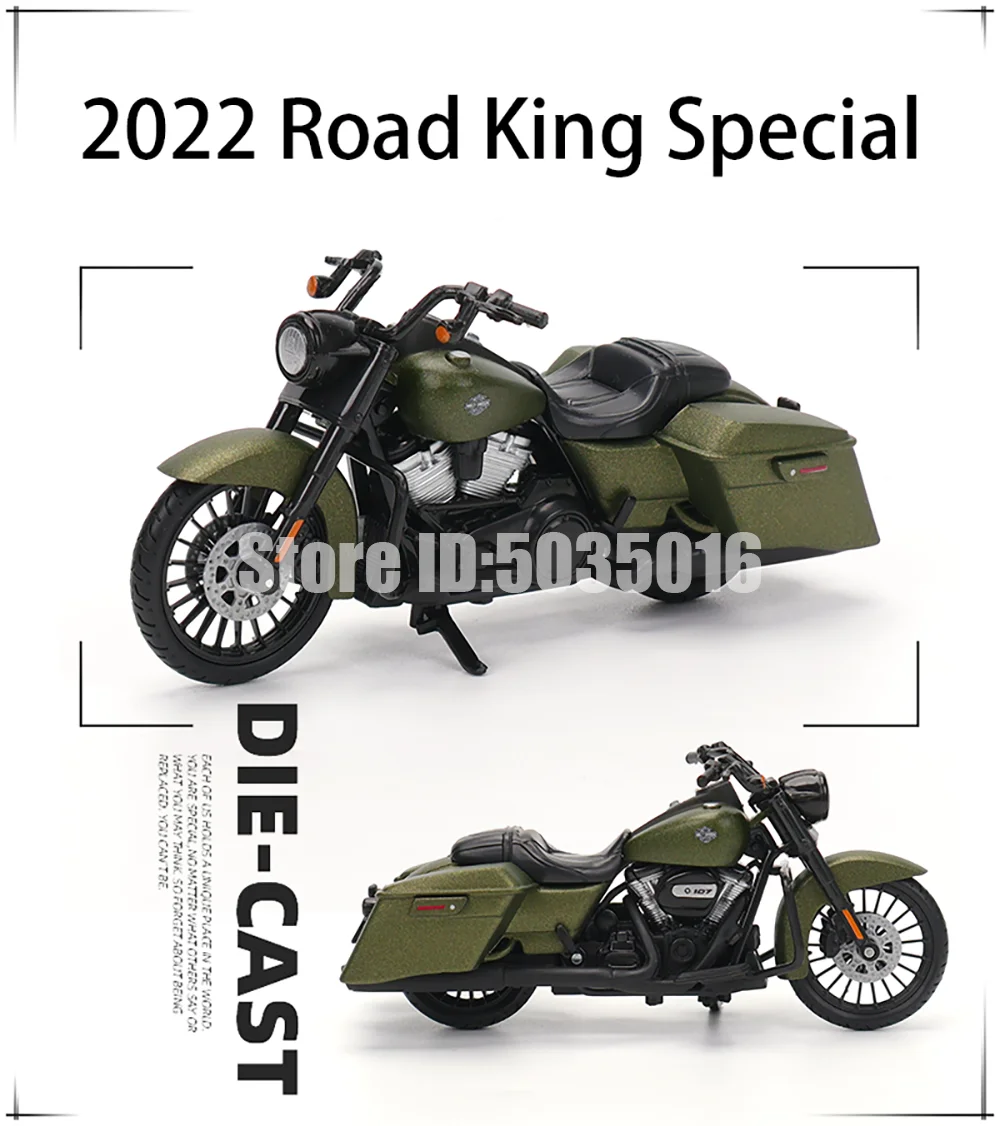 Maisto 1:18 Harley-Davidson Motocicleta 2022 Road King 2022 Fat Bob 114 Liga Modelo de Motocicleta Coleção de Carros de Brinquedo