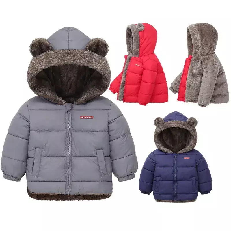 Bebê meninos meninas jaqueta com capuz algodão outerwear crianças grosso casaco de lã cashmere acolchoado jaquetas inverno meninos meninas casacos quentes