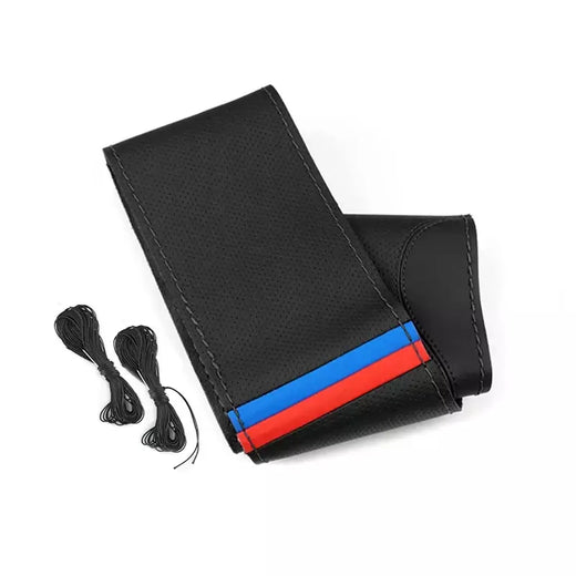 Capa trançada universal para volante de carro, 38cm, agulhas e linha, couro de microfibra macio, textura diy, acessórios automotivos