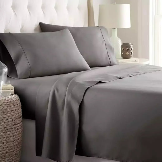 Luxuoso poliéster lençol Set, cama cor sólida Set para quarto ou quarto, 4 pcs