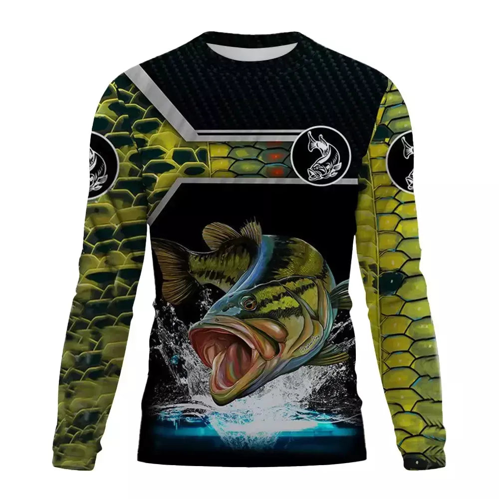 Impressão 3d camisetas gráficas de pesca masculinas moda topos roupas masculinas ao ar livre proteção solar camiseta masculina de manga longa de secagem rápida