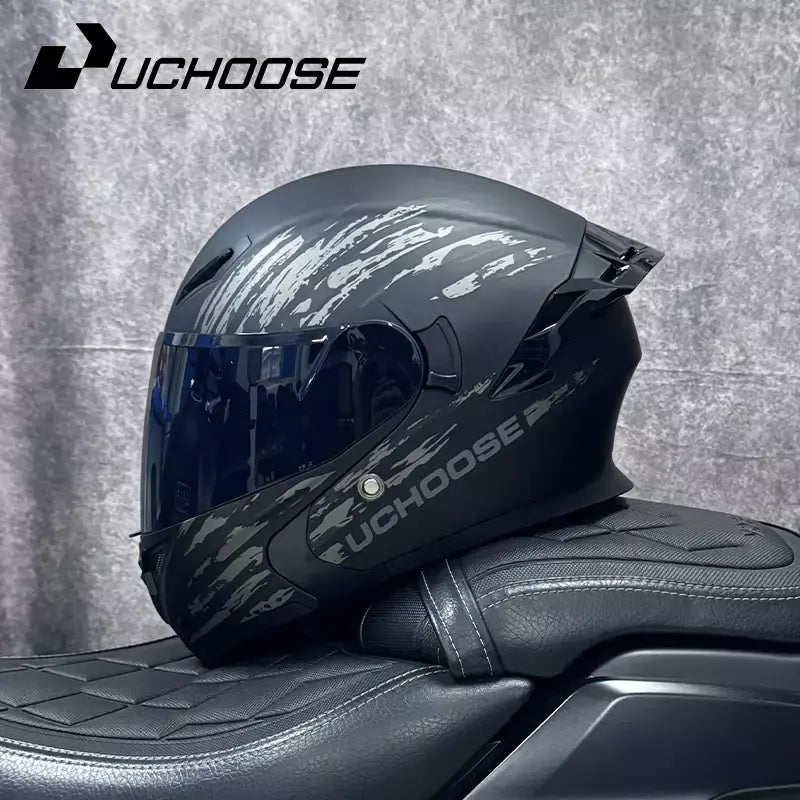 DOT Uchoose Capacetes aprovados Crash Moto Equipamento de proteção Homens Mulheres Flip Up Capacete Motocicleta Viseira Duplo Sol