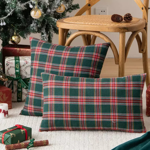 1/2 pçs natal xadrez decorativo lance fronha escocês tartan capa de almofada para fazenda decoração casa verde vermelho 30x50cm