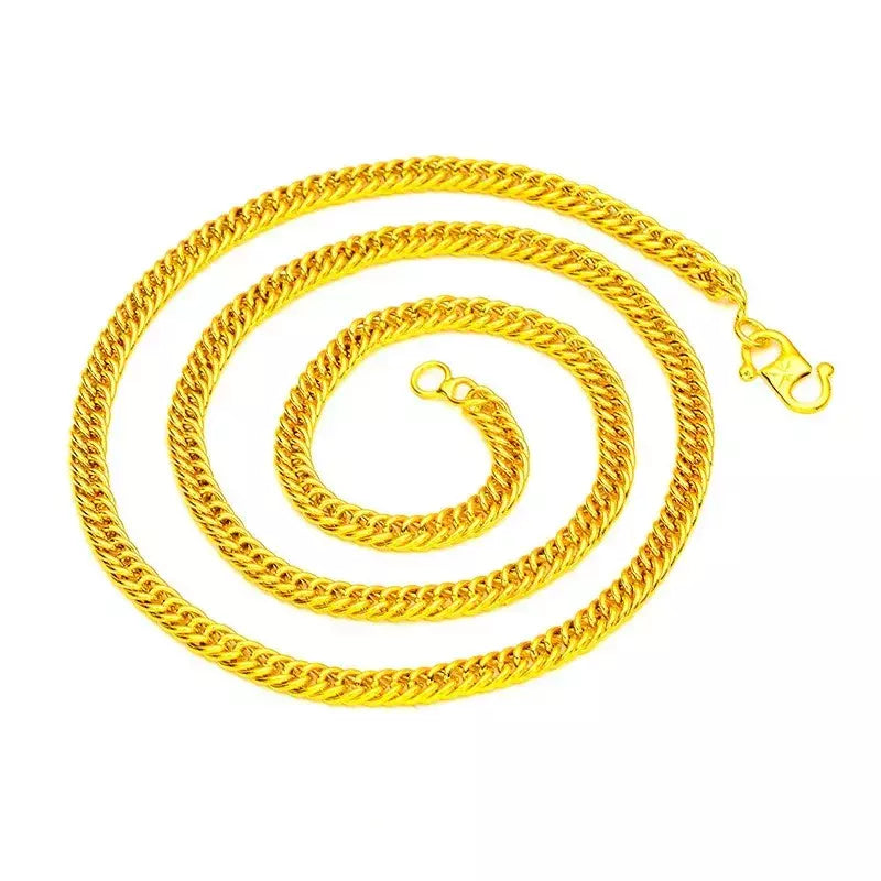 Feminino 9999 24k ouro real massa frita torção corrente colar de ouro moda massa frita torções colar de jóias de ouro