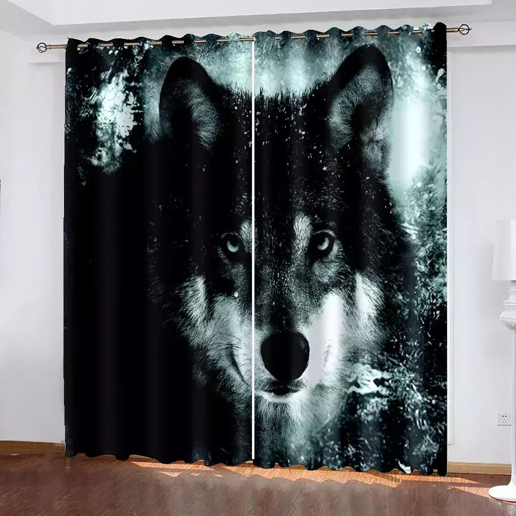 3D Printed Rose Shading Window Curtain para crianças, leão, tigre, lobo, animal, sala de estar, quarto, cozinha, porta, salão, decoração de casa