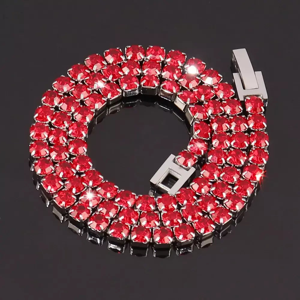316l 4mm colar de aço inoxidável para mulheres hip hop tênis corrente colares cor cristal zircão gargantilha colar jóias
