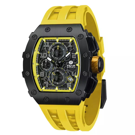 Tsar bomba tonneau relógios masculinos cristal de safira relógio de pulso vermelho à prova dwaterproof água cronógrafo data luxo presente natal para homem