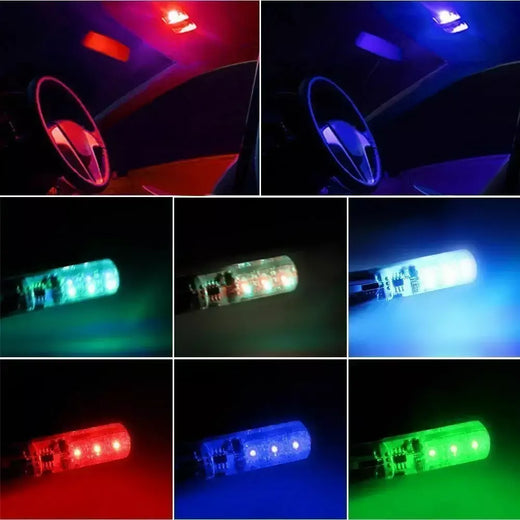 1 conjunto de lâmpadas led w5w t10 12smd 5050 rgb com controle remoto flash leitura cunha luz luzes de folga canbus 194 168 12v