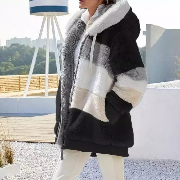 Casaco de capuz extragrande feminino com bolsos macios, streetwear quente, casaco solto, Lady Outerwear, outono, inverno, novo, 2023