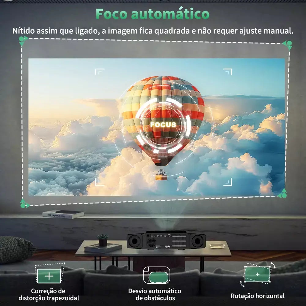 Projetor DESS 4K HD com foco automático Wi-Fi de eixo duplo projetor Android 4K home theater projetor externo Android Duty Free