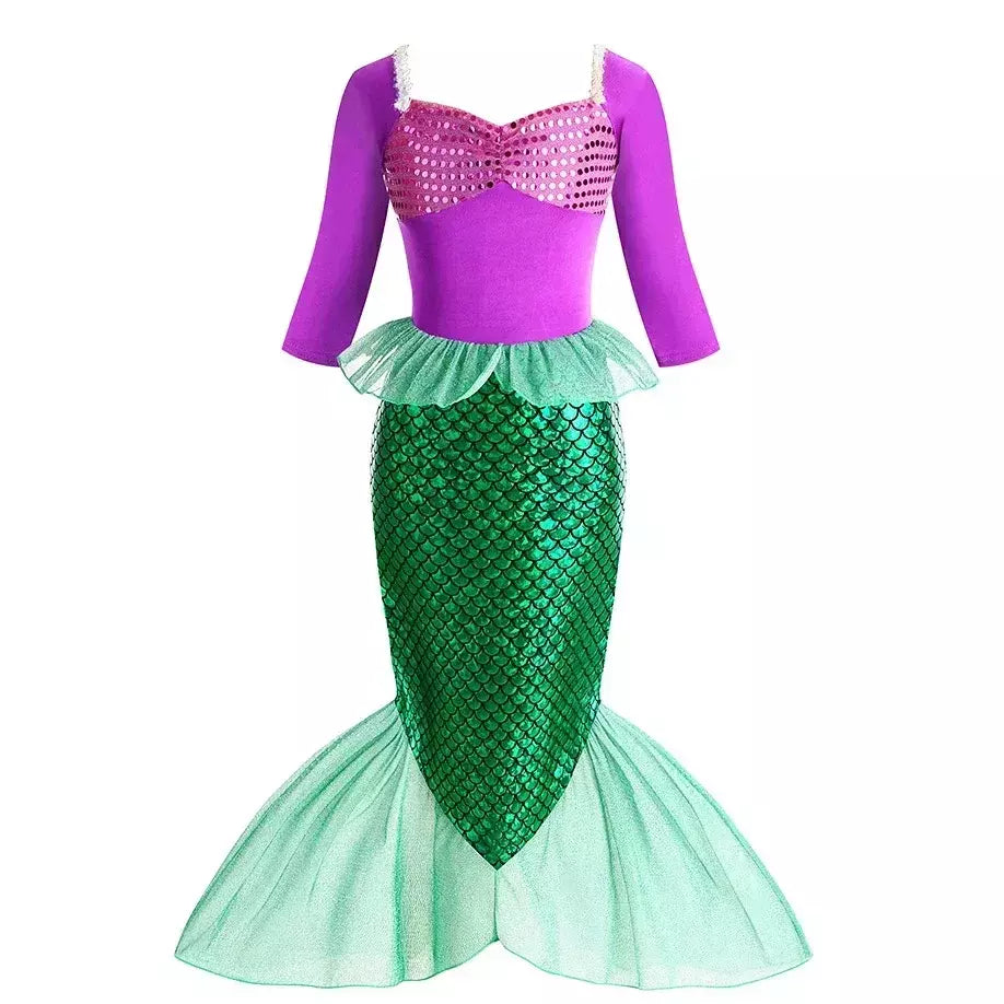Sereia vestido de festa de aniversário verão menina sereia traje carnaval anime cosplay outfits 2-10 anos crianças fantasia disfarce vestido de baile