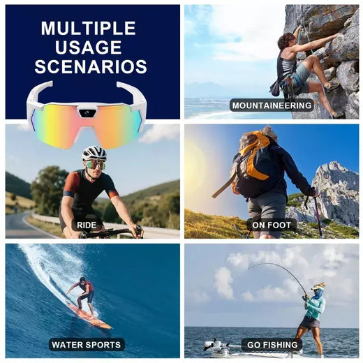 Novos óculos de vídeo hd câmera de ação óculos de sol inteligentes óculos esportivos ao ar livre bicicleta motocicleta motorista gravador caminhada cam