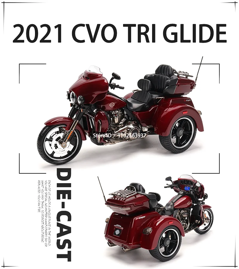 Maisto 1:12 motocicleta harley 2021 CVO TRI GLIDE ULTRA LIMITED Veículos fundidos Colecionáveis Hobbies Modelo de motocicleta Brinquedos