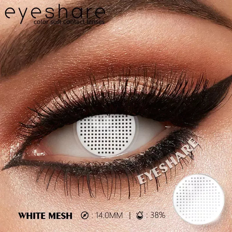 Eyeshare 1 par cosplay lentes de contato coloridas brancas lentes de contato vermelhas anime lentes de olho preto halloween beleza maquiagem lentes