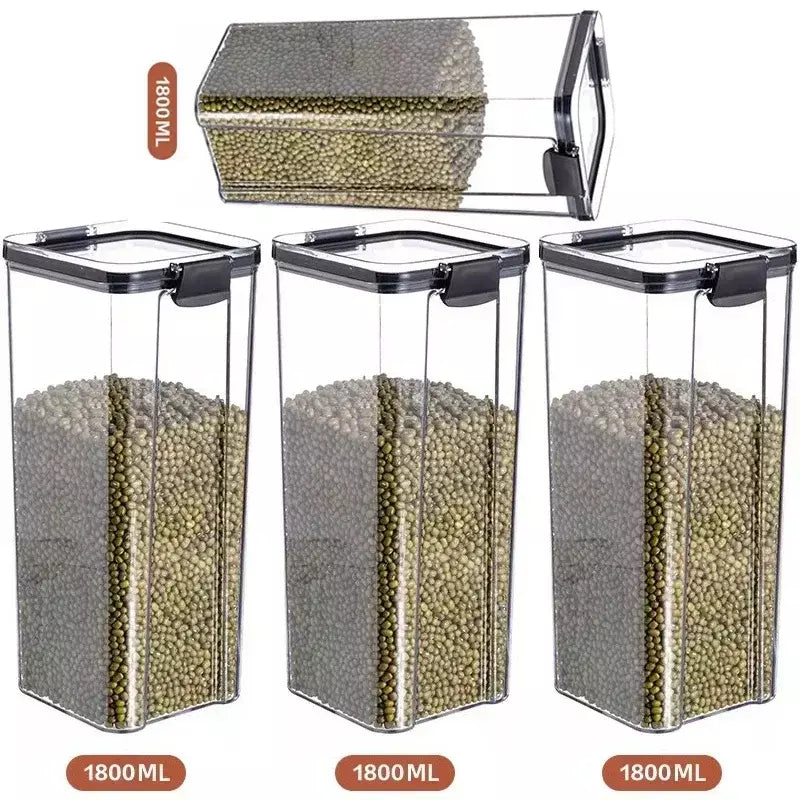 Conjuntos de cozinha empilháveis selados, 460-1800ml, caixa de plástico para armazenamento de alimentos, garrafa multigrãos, frutas secas, chá, recipientes de armazenamento