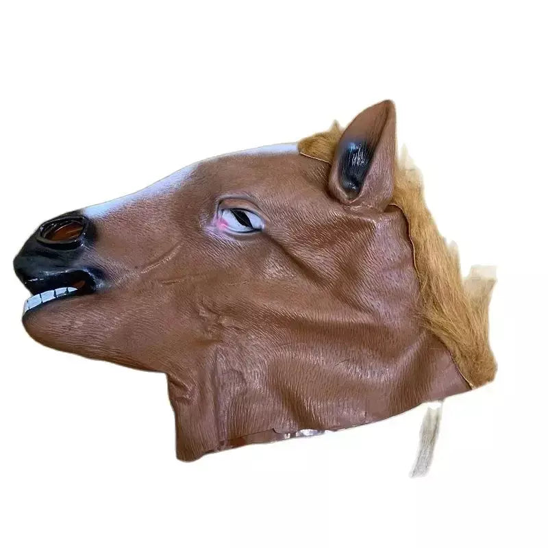 Homens máscaras de cavalo marrom menina engraçado cabeça de cavalo máscara de látex máscara animal novidade halloween cosplay trajes chapelaria rímel de látex