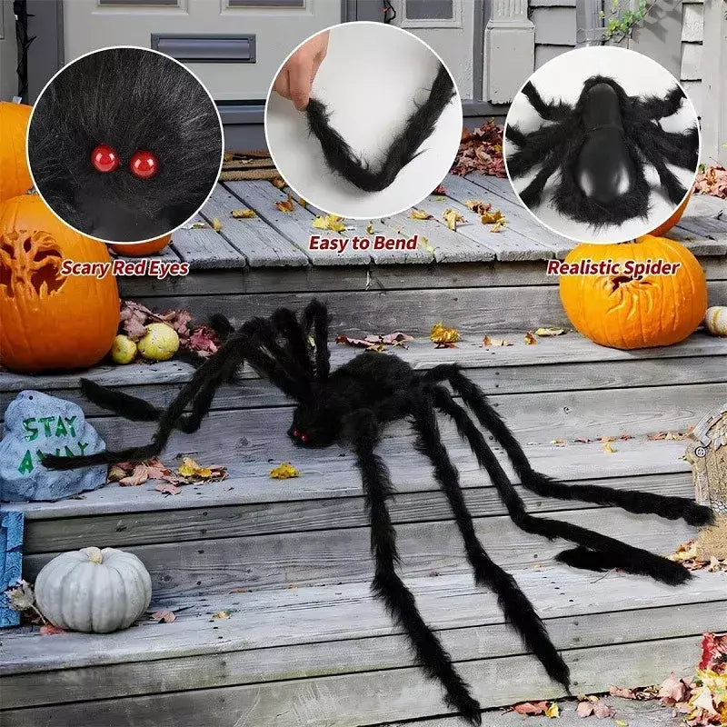 30cm/50cm/75cm/90cm/125cm/150cm/200cm horror halloween gigante aranha preta decoração casa assombrada festa adereços decoração de halloween
