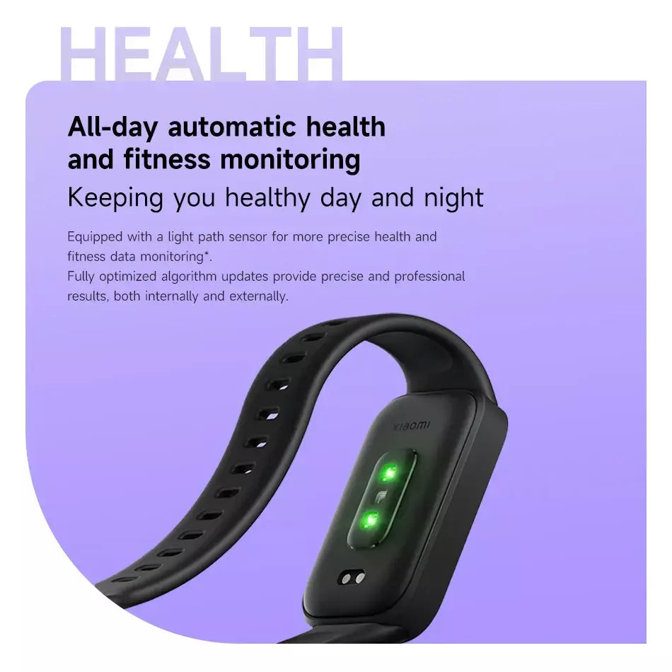 Versão global xiaomi mi band 9 ativo 8 dias de vida útil da bateria pulseira 1.47 ''tela 60hz 50 modos esportivos mi fitness banda inteligente