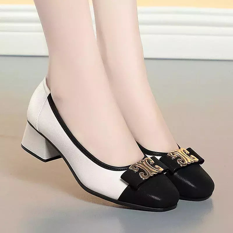 Sapatos simples de boca rasa macia, estilo francês, couro macio, com todos os f