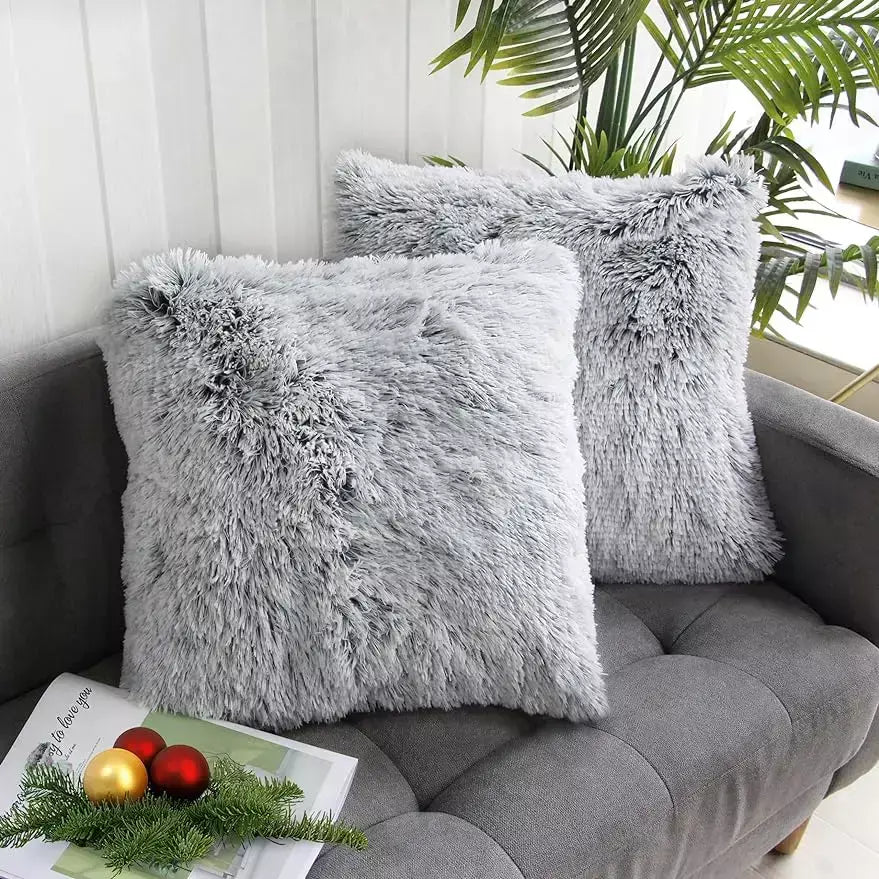 Capa de almofada luxuosa de pele sintética, capa de almofada super macia para sofá-cama, sala de estar, capa de almofada fofa, 45x45 cm, decoração de casa