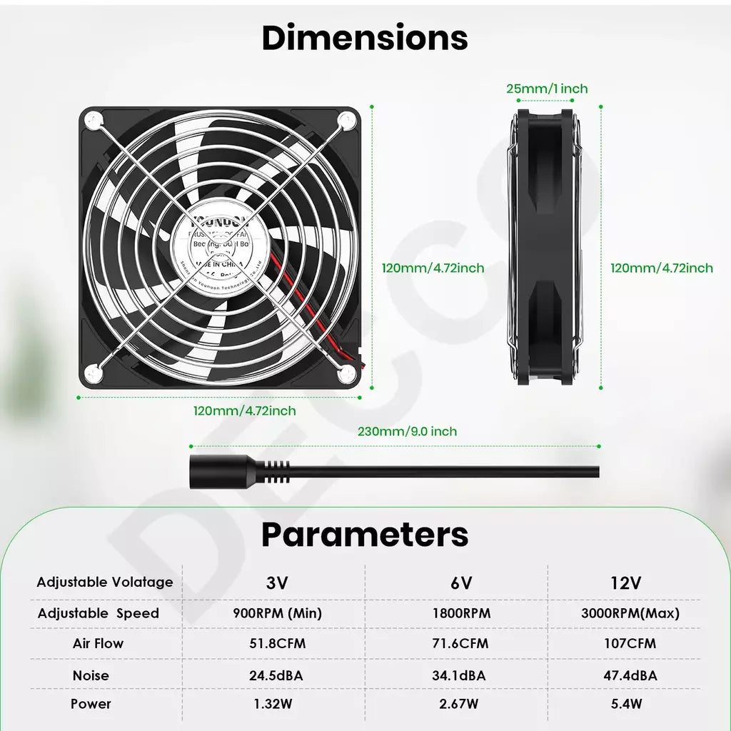 Ventilador de refrigeração com controlador, 120mm, 3000rpm, 12cm, 12v, 220v, máquina btc, chassi, estação de trabalho, gabinete, radiador, servidor