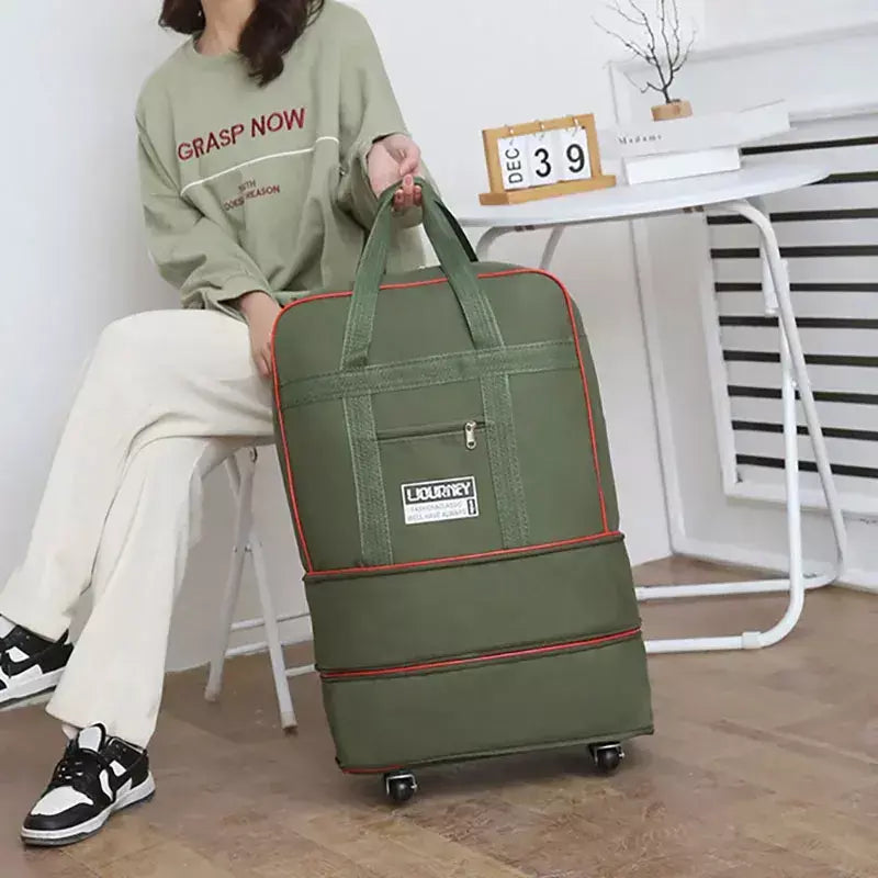 Bolsa de viagem dobrável, compartimento de bagagem, caixa de armazenamento de roda giratória, bolsa de bagagem telescópica de grande capacidade, bolsa noturna