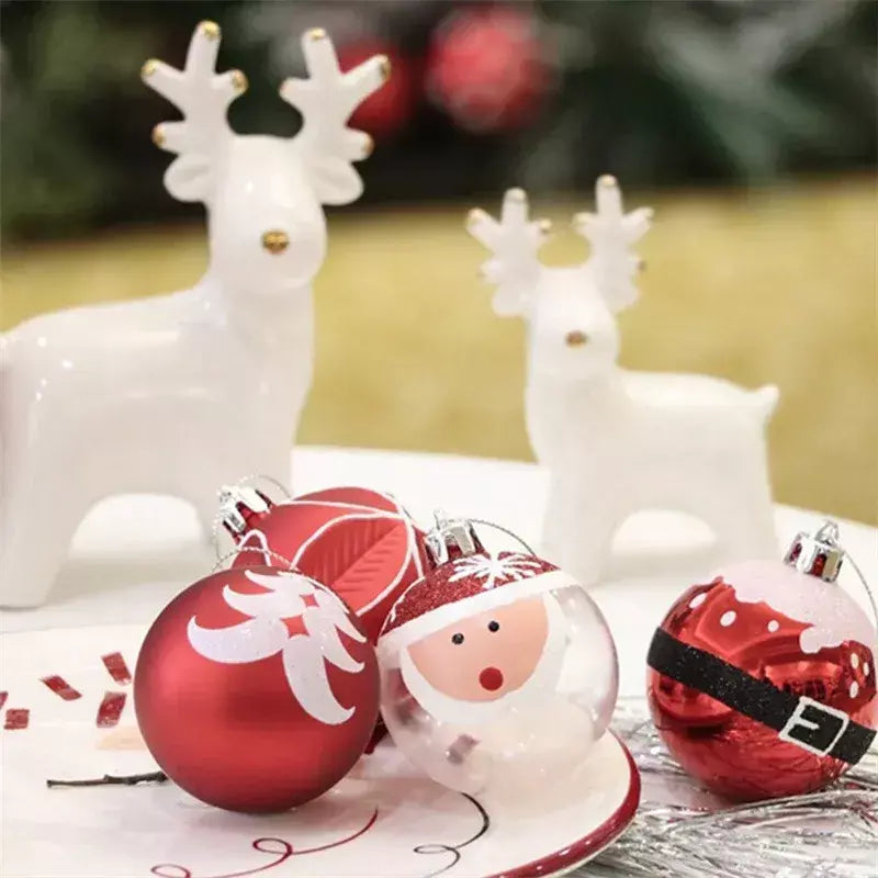 9 pçs bola de natal 6cm decoração da árvore de natal pendurado bola festa de férias decoração diy pintado pingente de árvore de natal