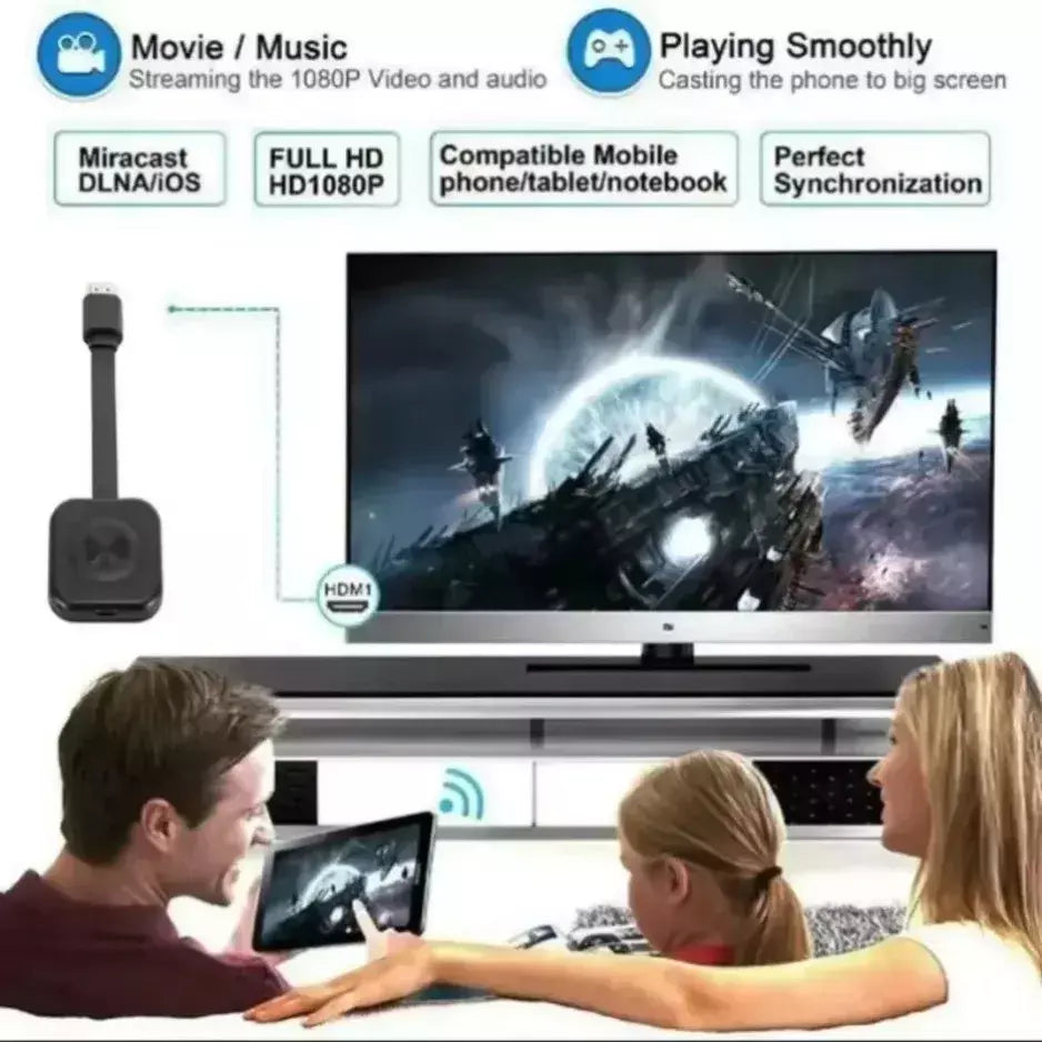 Receptor wi-fi, transmissor de vídeo, projetor de telefone, adaptador de tela espelhada compatível com hdmi para ios, android, pc, receptor de tv