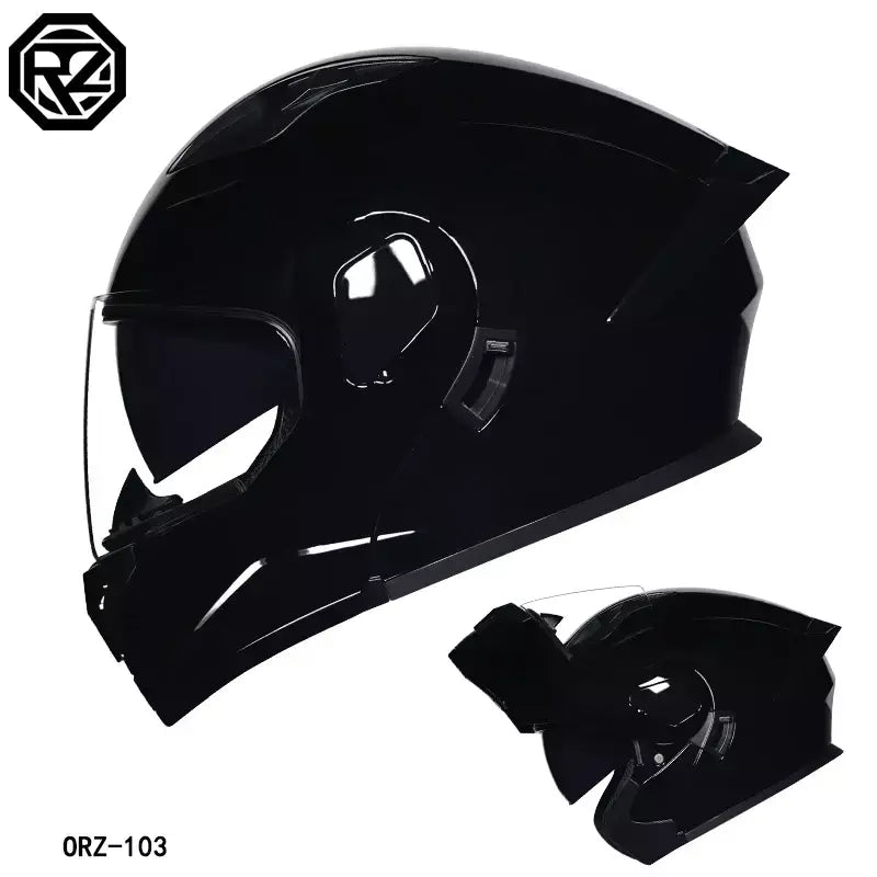 O mais recente capacete modular de motocicleta de alta qualidade da ORZ material ABS lente dupla capacete completo lote DOT