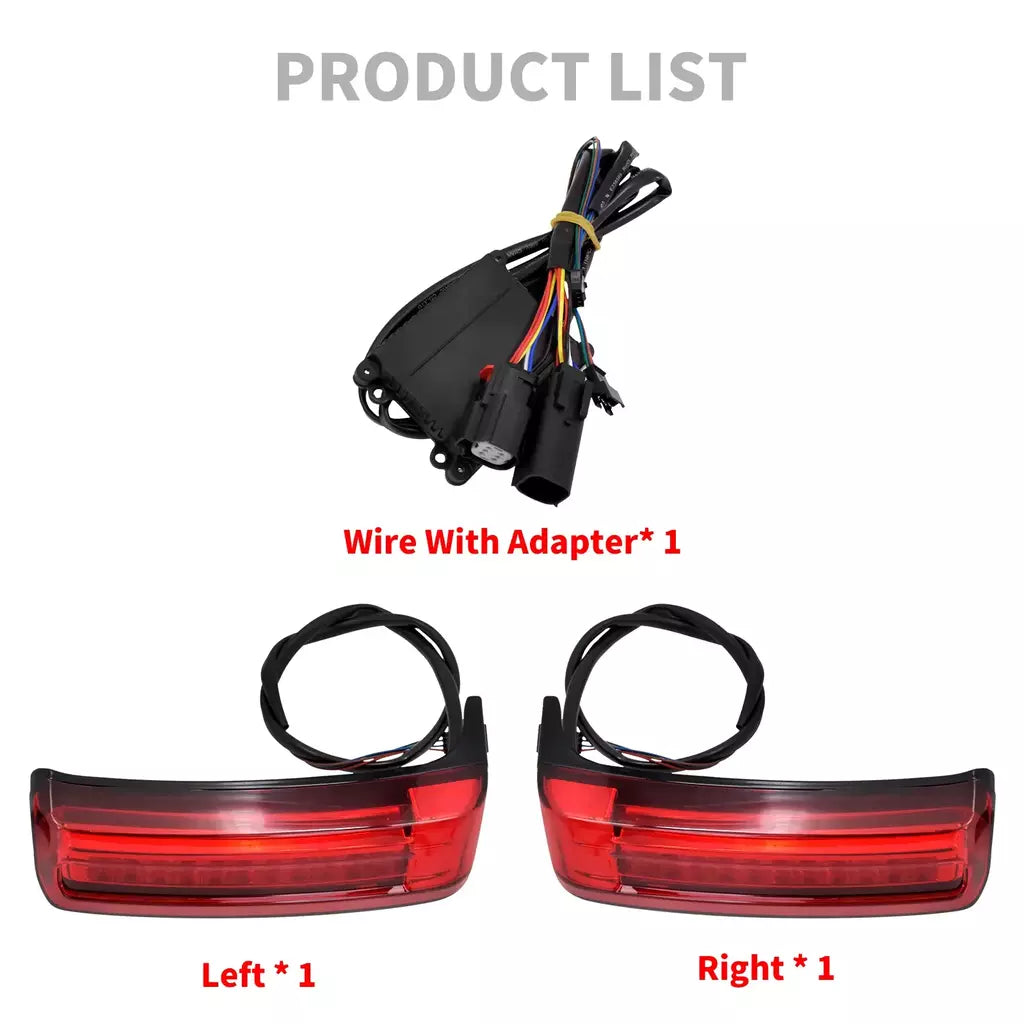Alforje led para motocicleta, lâmpada de giro, luzes de freio para harley touring road king 97-2022 electra street glide cvo limitado