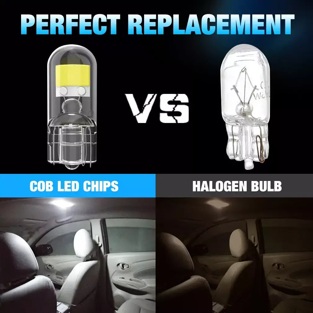 2/6x w5w t10 lâmpadas led canbus w5w safira cob drive-free led cunha lâmpada 6000k 168 194 led 5w5 interior do carro cúpula lâmpada de leitura