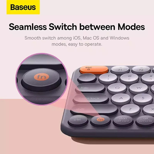 Baseus-Teclado Ergonômico Sem Fio, 2.4G, Bluetooth 5.0, Keycap Numérico, Office Game, Tablet, PC, iPad, MacBook, Laptop