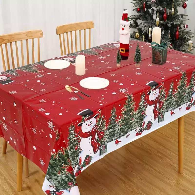 Toalha de mesa Merry Christmas Snowman para decoração de casa, toalha de mesa, inverno, ano novo, 2022, 2024