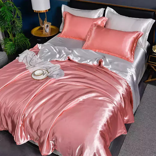 Conjunto de cama sedoso puro cetim, edredão de luxo, lençóis e fronha, cama queen e king size, cama de solteiro e casal