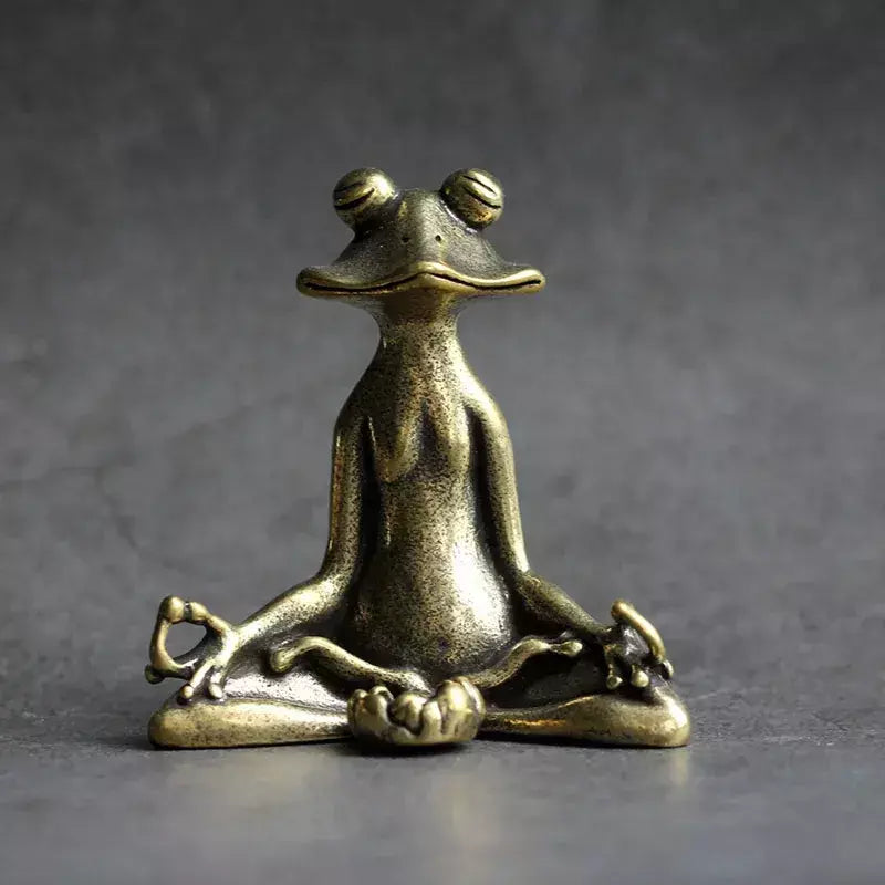 Antigo bronze meditação zen sapo estátua ornamento cobre escultura animal queimador de incenso casa decorações mesa chá animal estimação