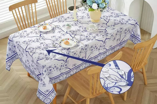 Toalhas de mesa retangulares de verão, primavera, azul, branco, à prova d'água, feriado, festa de casamento, casa, cozinha, sala de jantar, decoração de mesa