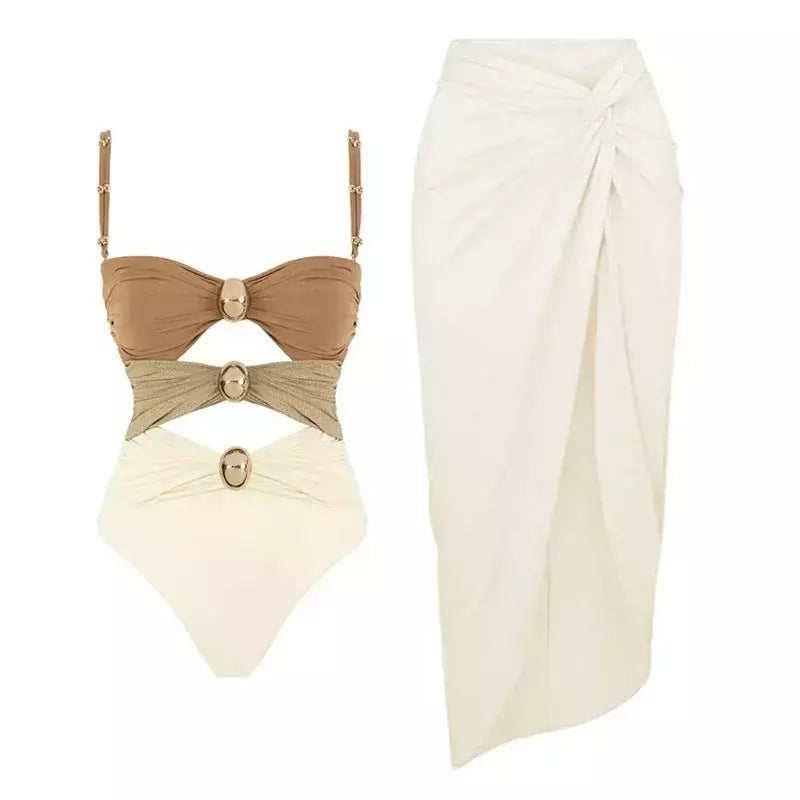 Hollowen-maiô de uma peça das mulheres com cobertura, swimwear sexy, fora do ombro trajes de banho, patchwork bathsuit, cinto bodysuit, Beachwear