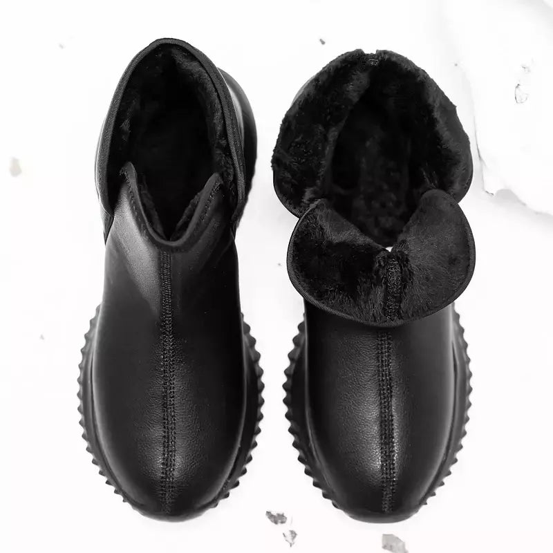 Botas de neve de pelúcia impermeáveis masculinas, botas de pele quente, sapatos casuais, deslizar, inverno