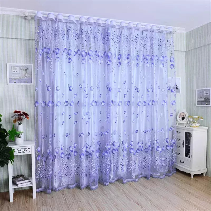 Tule Floral em Cortinas Puras, Tratamento Janela, Painel Persianas, Sala de estar, Quarto, Cozinha, Sombra, Roxo, Peônia