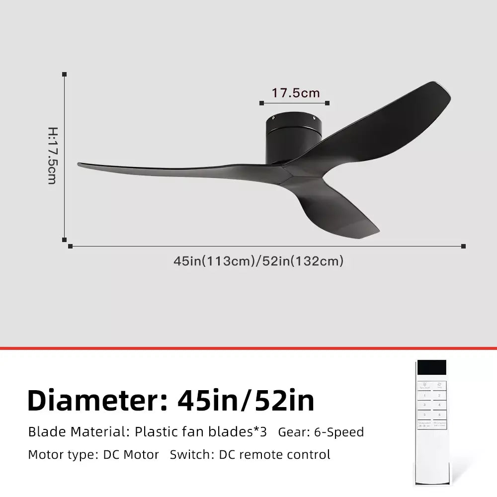 FUMANJIA Ventilador de teto retrô industrial de 45/52", ideal para áreas de vida/jantar, casa e escritório - Motor inversor DC silencioso de 6 velocidades
